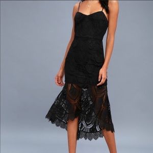 Lulus Pure Passion Black, lace ,bodycon midi dress